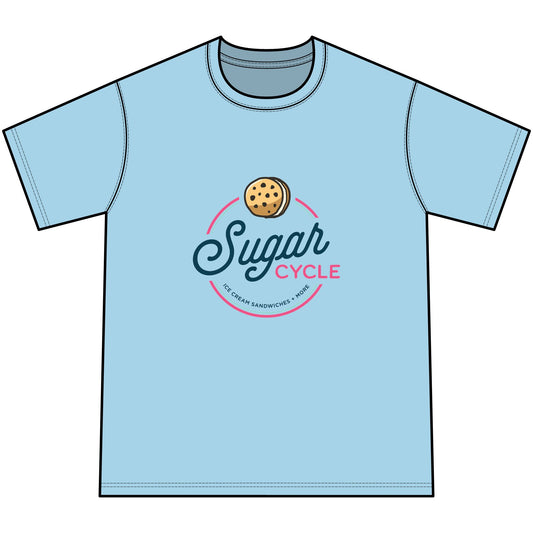 Sugar Cycle Youth Tee — Mint Tie-Dye Cookie Logo Shirt