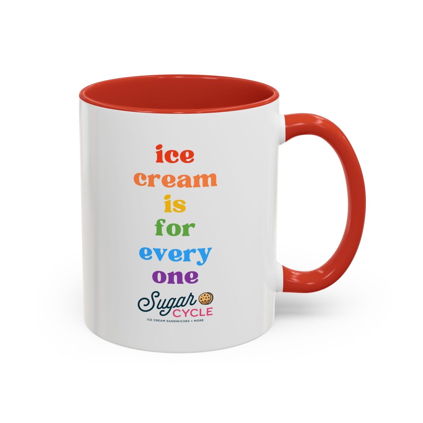 Ice Cream Is For Everyone Accent Coffee Mug — Colorful Inclusive Pride Gift (11/15oz)