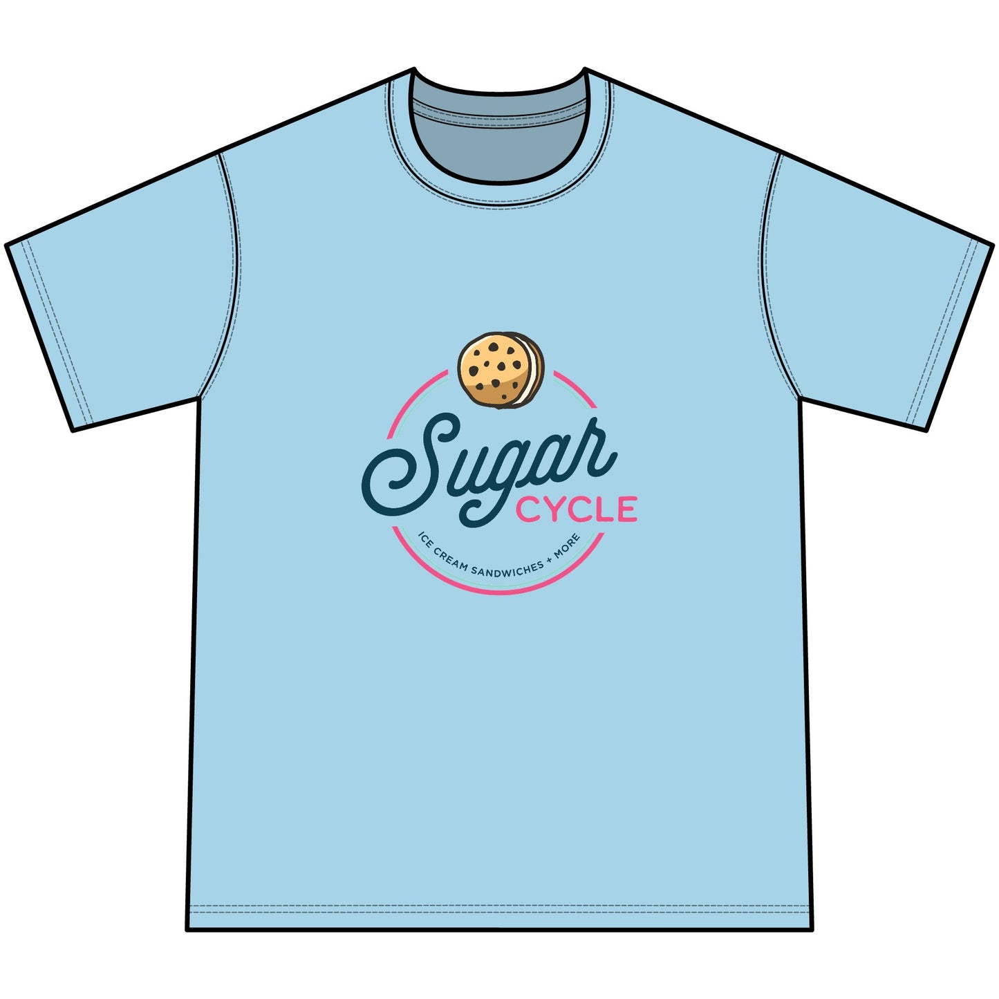 Sugar Cycle Youth Tee — Mint Tie-Dye Cookie Logo Shirt